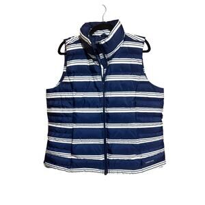 Lands' End NWT down puffer vest women's XL striped zip up 80/20 high neck
